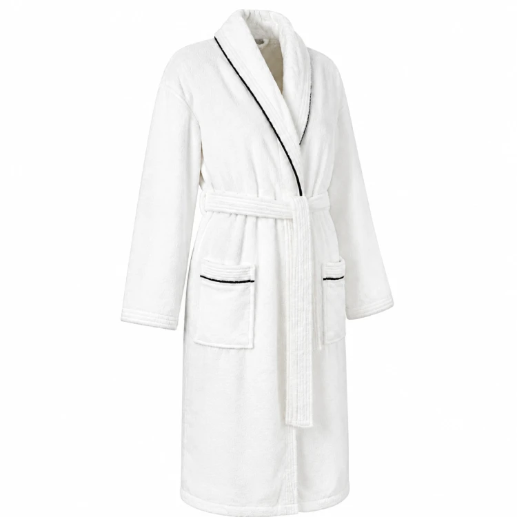 Szlafrok Hotelowy SPA Unisex Welurowy 100% Bawełna Biały Premium
