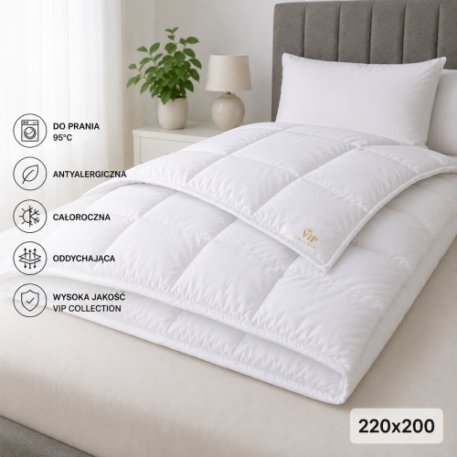 Kołdra całoroczna 220x200 cm – lekka, miękka i oddychająca. Antyalergiczne wypełnienie zapewnia komfort snu przez cały rok. Łatwa w pielęgnacj (1).png