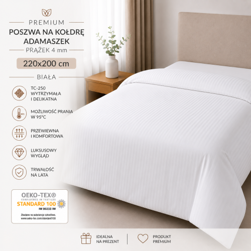 Poszwa Na Kołdrę 220x200 Adamaszek TC-250 Prążek 4 mm Biała 95°C Premium (2).png