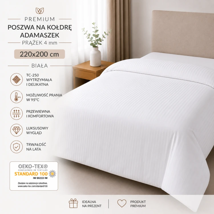Poszwa Na Kołdrę 220x200 Adamaszek TC-250 Prążek 4 mm Biała 95°C Premium (2).png