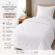 Komplet Pościeli 140x200 + 50x70 Adamaszek Prążek 4 mm Biały 95°C Premium (2).png