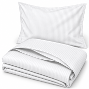 Komplet Pościeli 140x200 + 50x70 Adamaszek Prążek 4 mm Biały 95°C  (6).png